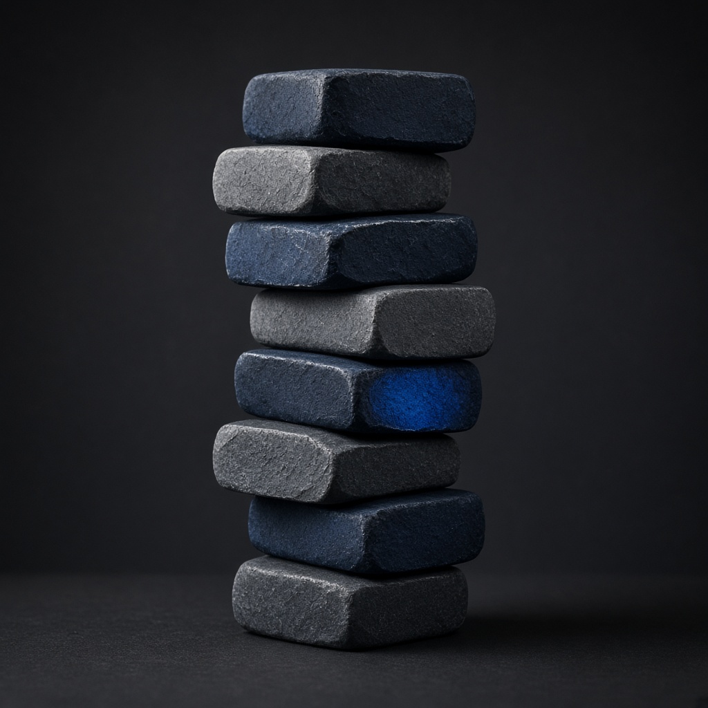 Abstract stacked forms suggesting a spine